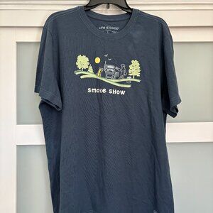Life is Good Smoke Show Men's T-shirt Shirt Crusher Navy sz Large NEW
